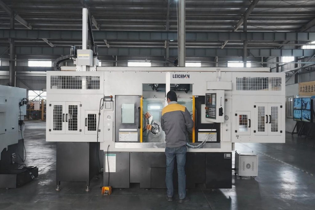 A man is operating CNC machine