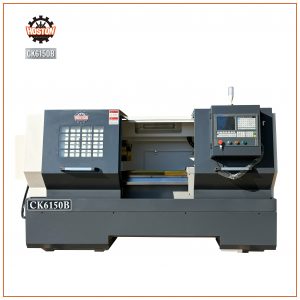 CK6150B CNC lathe with Φ500mm swing over bed, integral bed legs, and 4-station electric turret.