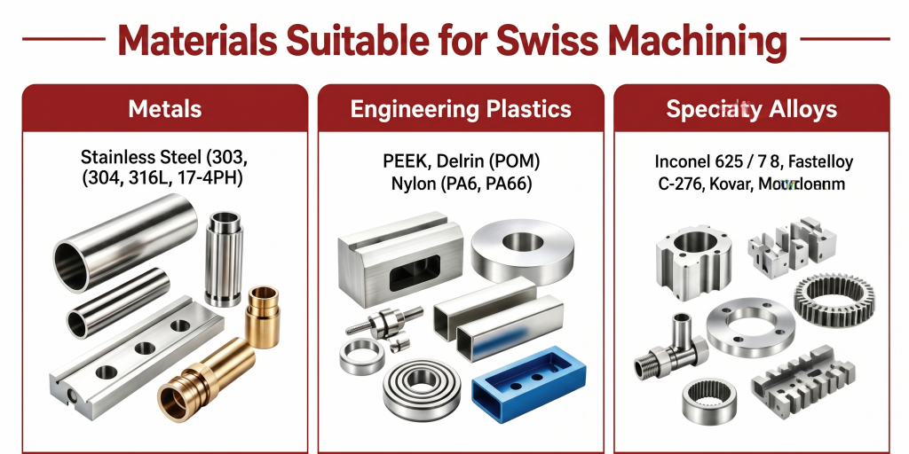 Materials suitable for Swiss machining