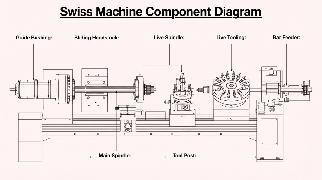 Swiss machining components