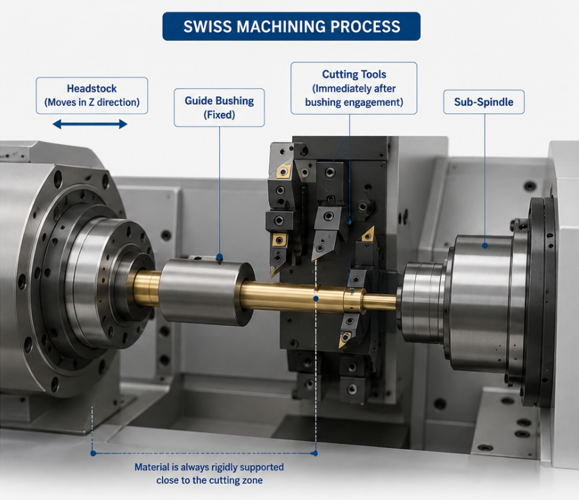 Swiss machining process
